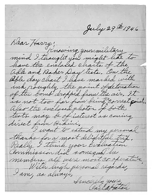 Letter from Senator Carl A. Hatch to President Harry S. Truman