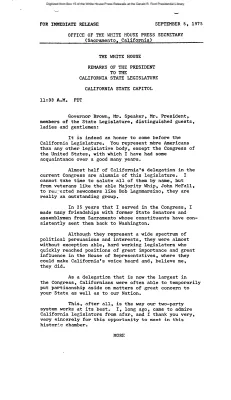 Remarks of the President to the California State Legislature, California State Capitol [Ford Speech or Statement]