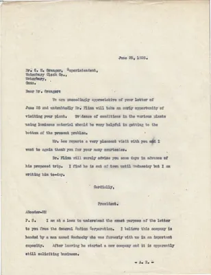Letters Sent to C.H. Granger, June 29, 1925