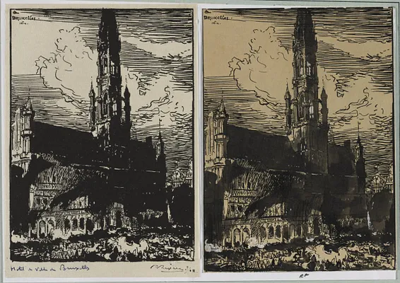 Hôtel de Ville de Bruxelles en feu