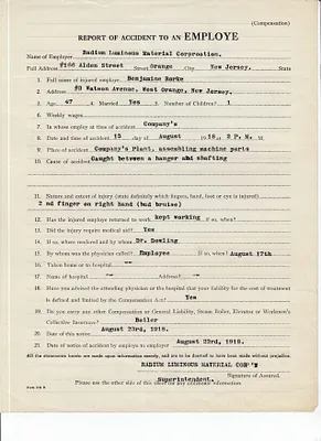 Accident report, August 15, 1918