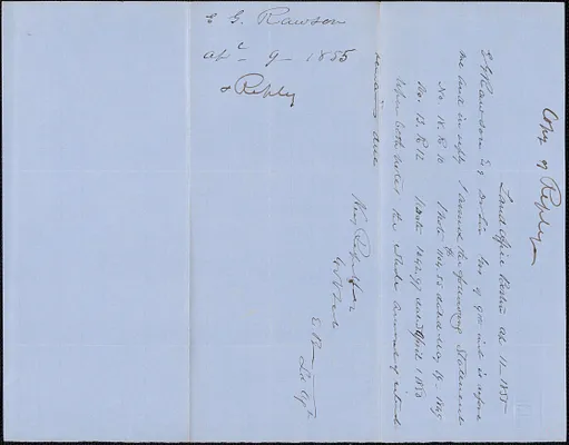 E. G. Rawson to Ebenezer Bradbury, 9 April 1855