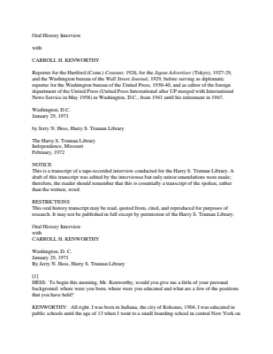 Oral History Interview with Carroll H. Kenworthy