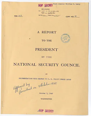 National Security Council Report 13/2, Report to the President by the National Security Council on Recommendations with Respect to United States Policy Toward Japan