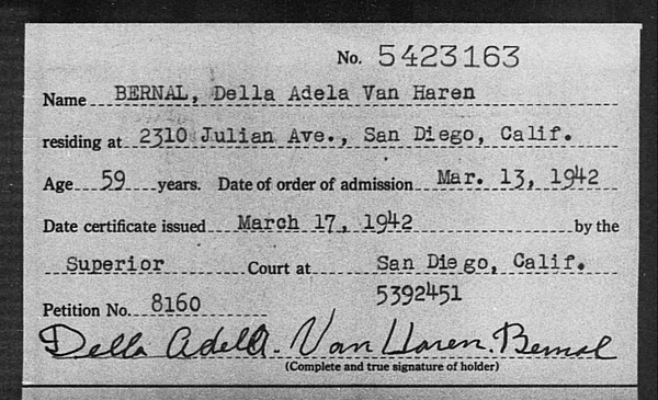 Bernal, Della Adela Van Haren - 1942