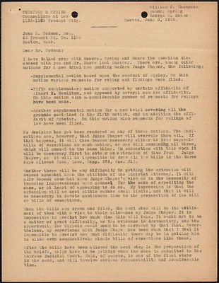 William G. Thompson typed letter (copy) to John S. Codman, Boston, Mass., June 5, 1924