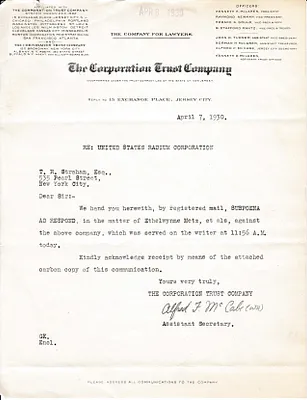Letters Received to T.R. Strahan, April 7, 1930