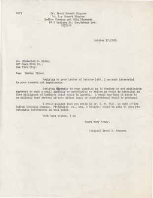 Letters Sent to Dr. Frederick B. Flinn, October 17, 1925