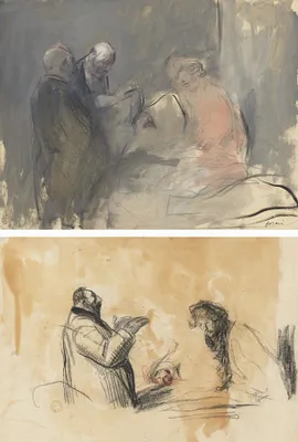 In the Hospital (recto) Sketch for In the Hospital (verso)