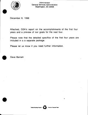 [General Services Administration Report on Accomplishments]