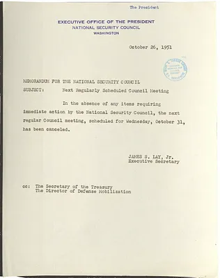 Memorandum from James S. Lay, Jr. to the National Security Council