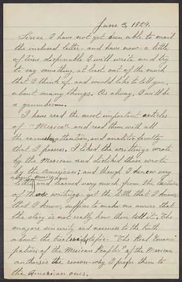 Sacco-Vanzetti Case Records, 1920-1928. Correspondence. Bartolomeo Vanzetti to Mrs. Alice Stone Blackwell (incomplete), June 3, 1924. Box 39, Folder 40, Harvard Law School Library, Historical & Special Collections