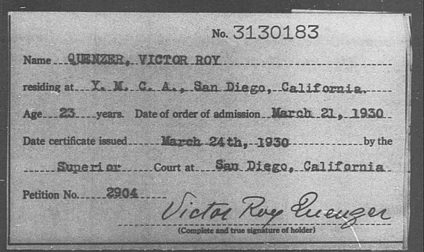 Quenzer, Victor Roy - 1930