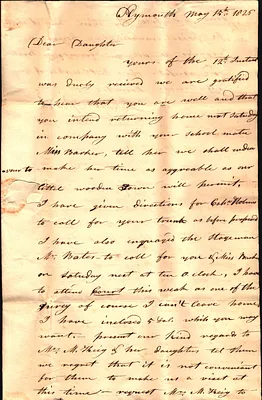 James Spooner (1777-1838) to Margaret Spooner May 15 1825