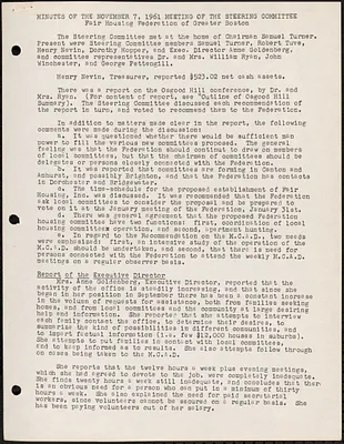 Minutes of the Steering Committee Meeting, November 1961