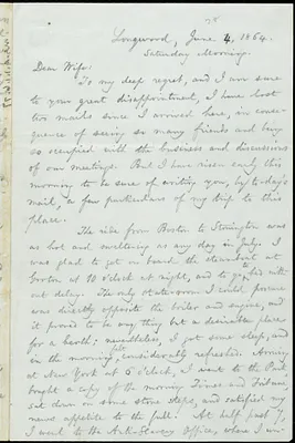 Letter from William Lloyd Garrison, Longwood, [Pa.], to Helen Eliza Garrison, June 4, 1864, Saturday Morning