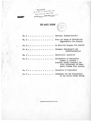 Report, Council of Foreign Ministers Draft Papers