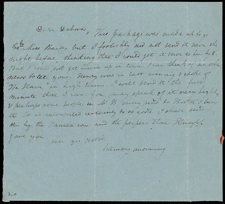 Letter from Anne Warren Weston to Debora Weston, Saturday morning