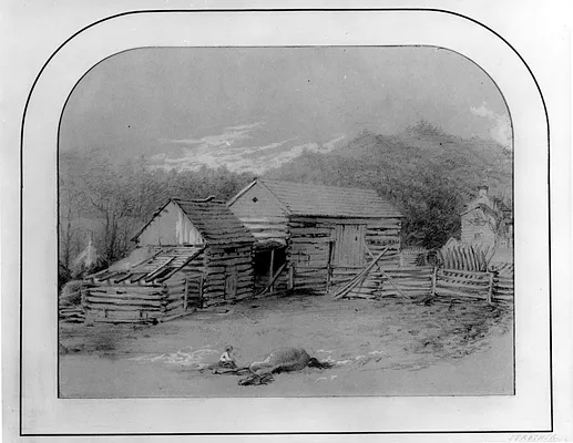 Barnyard with Boy and Horse