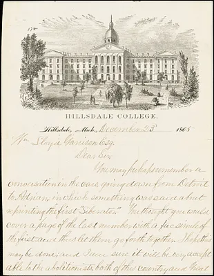 Letter from H.E. Whipple, Hillsdale, Mich[igan], to William Lloyd Garrison, 1865 December 23d
