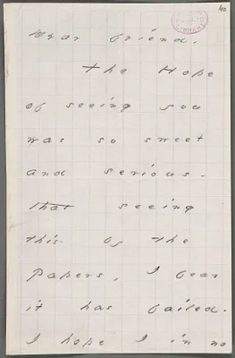Your Pupil (Emily Dickinson), Amherst, Mass., autograph note signed to Thomas Wentworth Higginson, March 1878