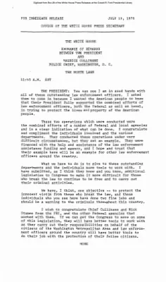 Exchange of remarks between the President and Maurice Cullinane, Police Chief, Washington, DC [Ford Speech or Statement]