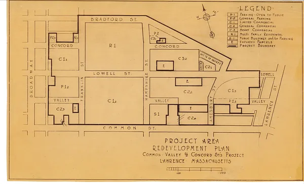 Project area, redevelopment plan, Common, Valley, & Concord Sts project, Lawrence, Massachusetts