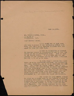 Mary Donovan typed letter (copy, incomplete) to William Green (American Federation of Labor), Boston, Mass., June 15, 1926