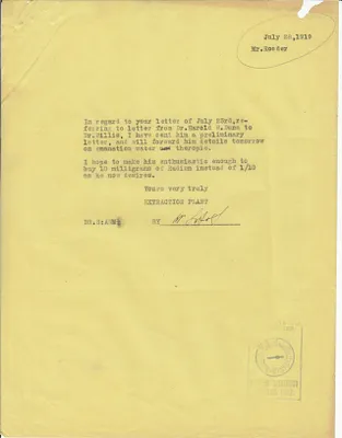 Letters Sent to Mr. Roeder [A. Roeder], July 28, 1919