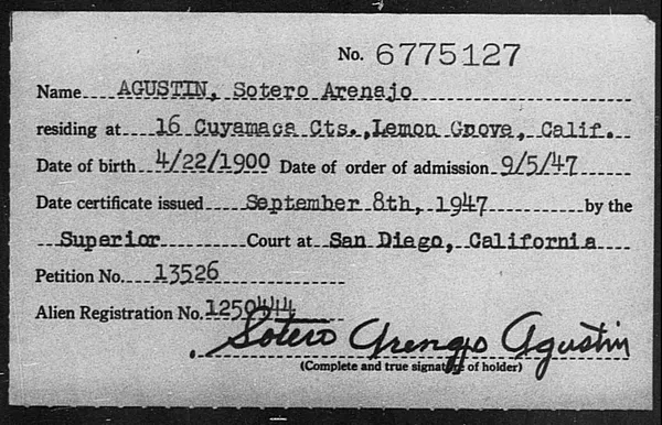 Agustin, Sotero Arenajo - 1947