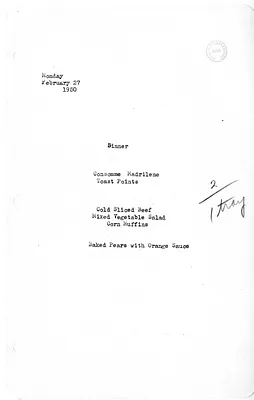 White House Dinner Menu