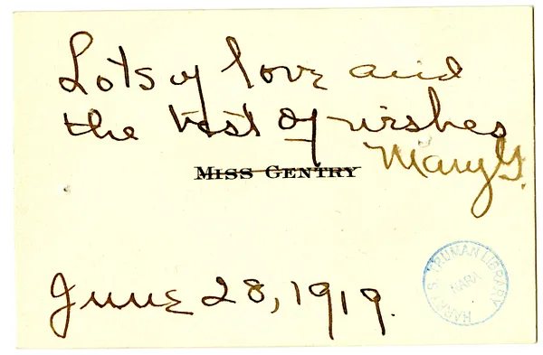 Wedding Gift Card from Mary Gentry