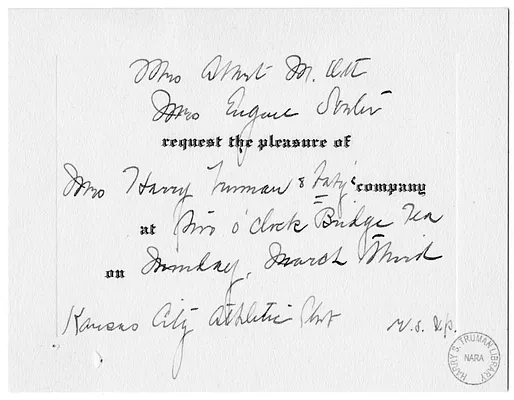 Invitation from Helen Souter to Bess W. Truman