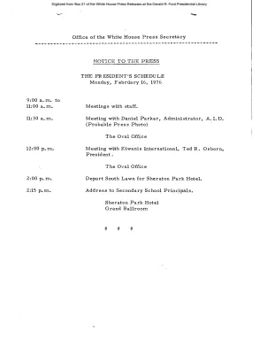 President's Schedule