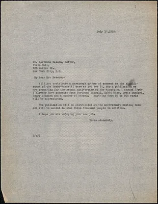 Gardner Jackson typed letter (copy) to Bertrand Rascoe (Plain Talk), [Boston, Mass.], July 17, 1929