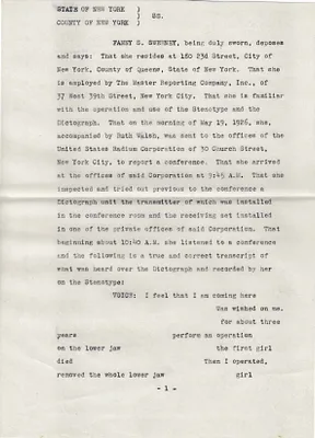 Deposition, May 29, 1926