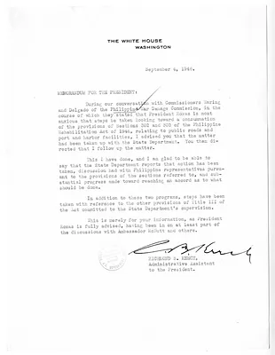 Memorandum from Richmond Keech to President Harry S. Truman