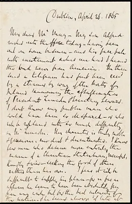 Letter from Richard Davis Webb, Dublin, to Samuel May, April 26, 1865
