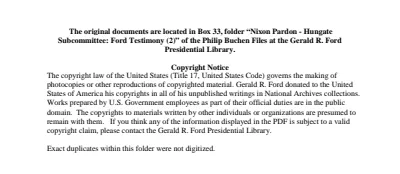 Nixon Pardon - Hungate Subcommittee Ford Testimony (2)