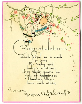 Baby Card from Adelaide Twyman to Bess W. Truman