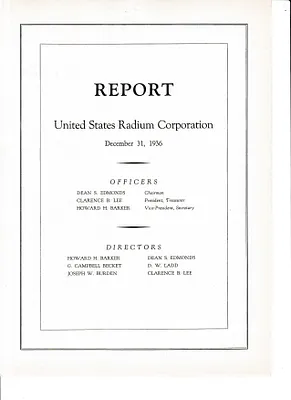 Report, December 31, 1936