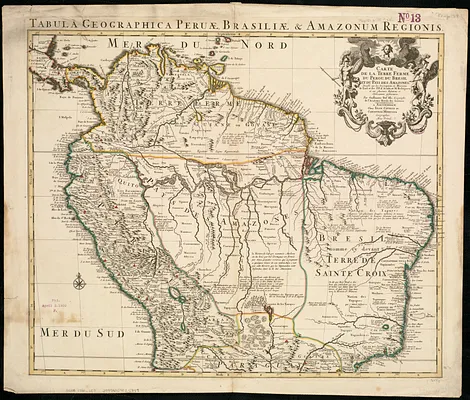 Carte de la Terre Ferme, du Perou, du Bresil et du Pays des Amazones