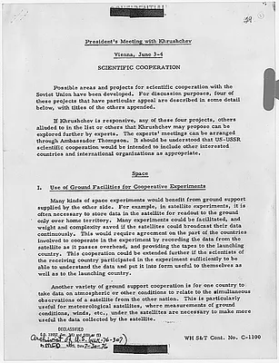 Background paper, President's Meeting with Khrushchev, Scientific Cooperation