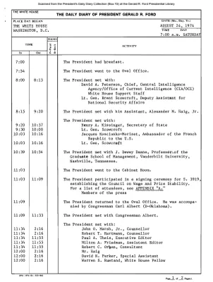 President Gerald R. Ford's Daily Diary, August 24, 1974