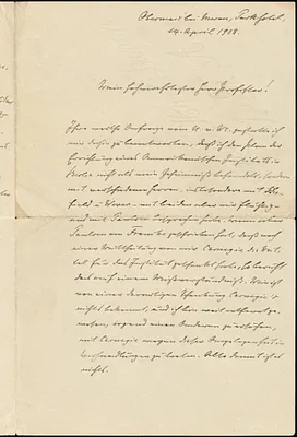 Althoff, Friedrich, 1839-1908 autograph letter signed to Hugo Münsterberg, 14 April 1908