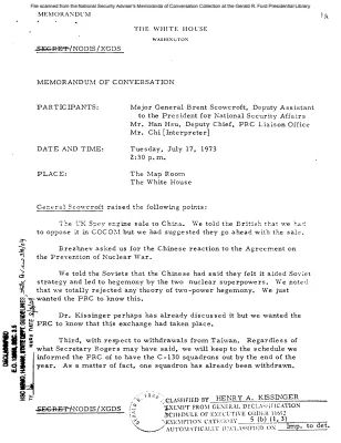 July 17, 1973 - Scowcroft, PRC Officials