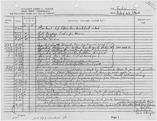 President's Daily Diary Entry, May 22, 1964