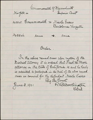Order admitting Fred H. Moore to participate in trial