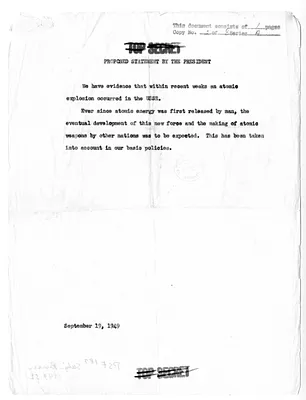 Proposed Statement by President Harry S. Truman