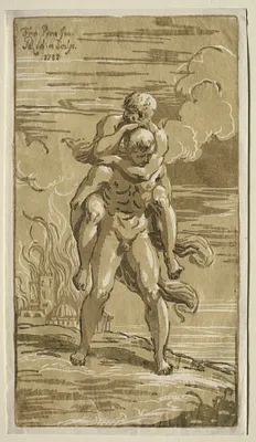 Eneas Carrying Anchises, his Father, from the Burning of Troy